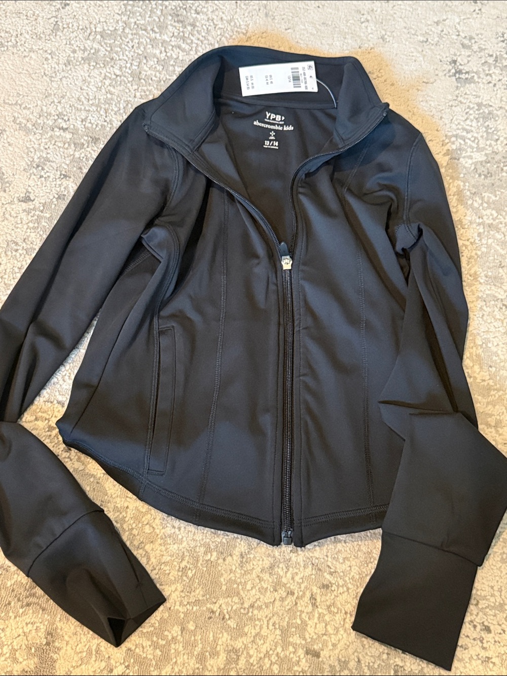 abercrombie kids black performance zip jacket